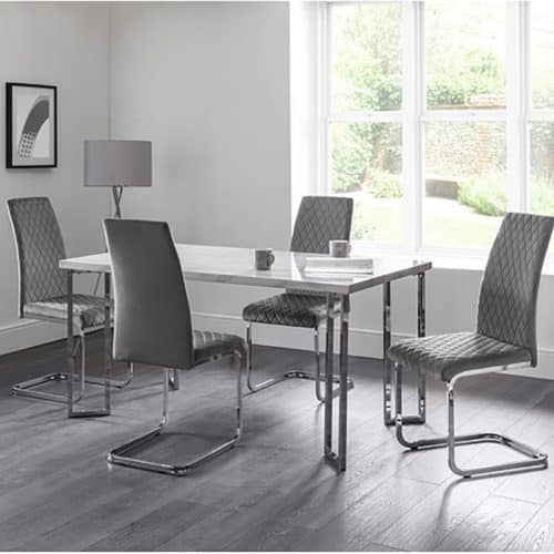Positano dining table & 4 calabria cantilever velvet grey chairs - Image 2