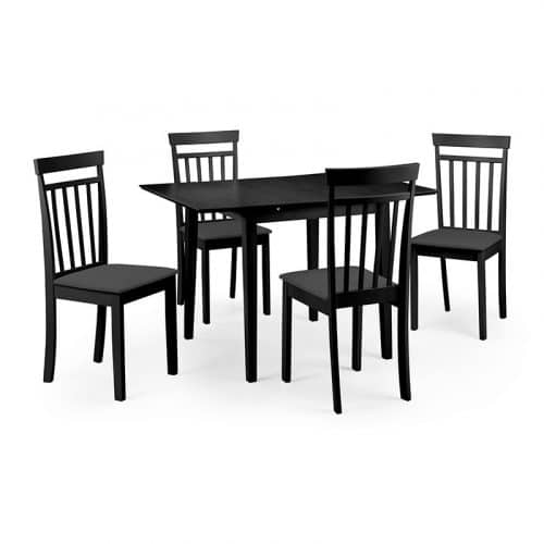 Rufford dining table & 4 coast chairs - black