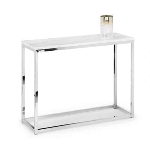 Scala white marble top console table