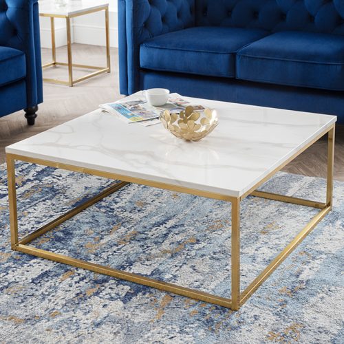 Scala gold white marble top coffee table - Image 2