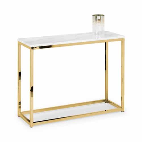 Scala gold white marble top console table