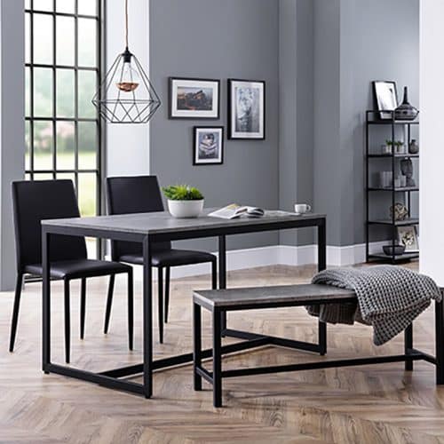 Staten bench & Jazz black dining set - Image 2