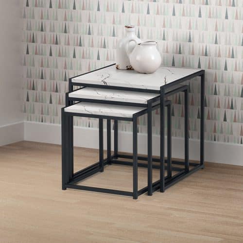 Tribeca nest of tables - white marble - Image 2