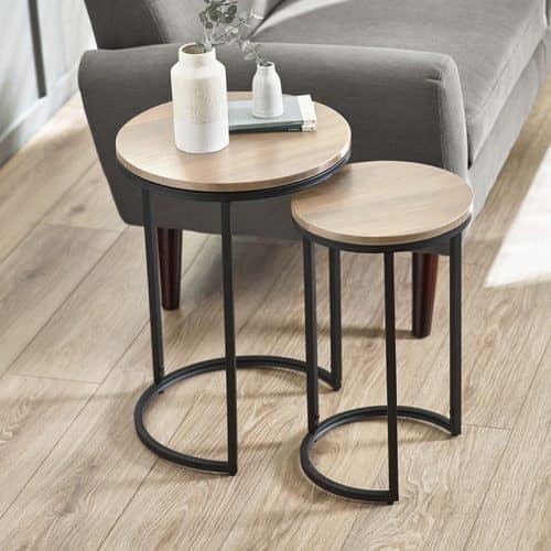 Tribeca round nesting side tables - sonoma oak - Image 2