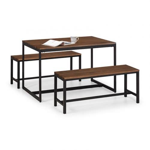 Tribeca walnut dining table & 2 benches - Image 2