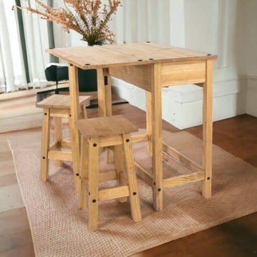 The drop-leaf breakfast table and stool set - Image 7