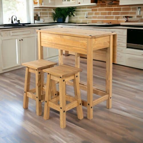 The drop-leaf breakfast table and stool set - Image 8