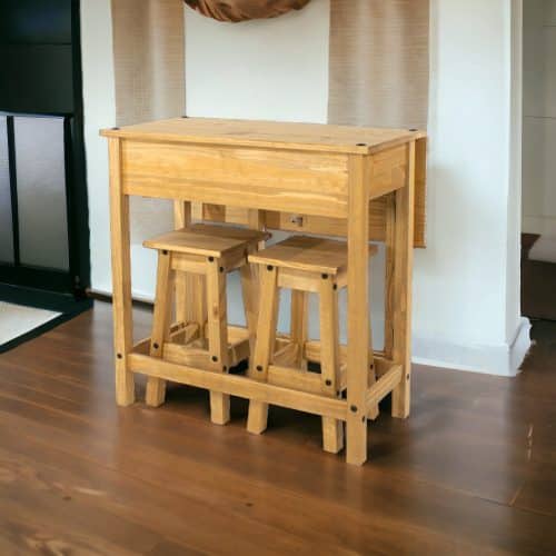 The drop-leaf breakfast table and stool set - Image 9