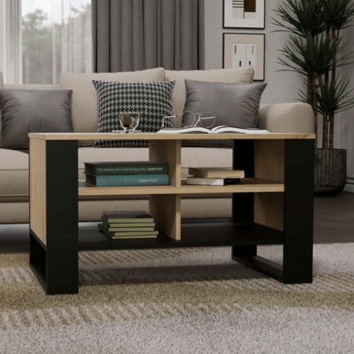 Modern Coffee Table 4P Slim Oak Artisan Black - Image 8