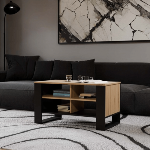 Modern Coffee Table 4P Slim Oak Artisan Black - Image 7