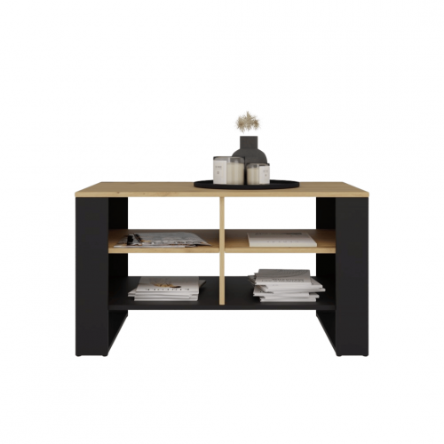 Modern Coffee Table 4P Slim Oak Artisan Black - Image 3